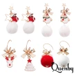 【Quenby】甜美聖誕元素毛雪球雪人鈴噹麋鹿襪子款式(飾品/配件/