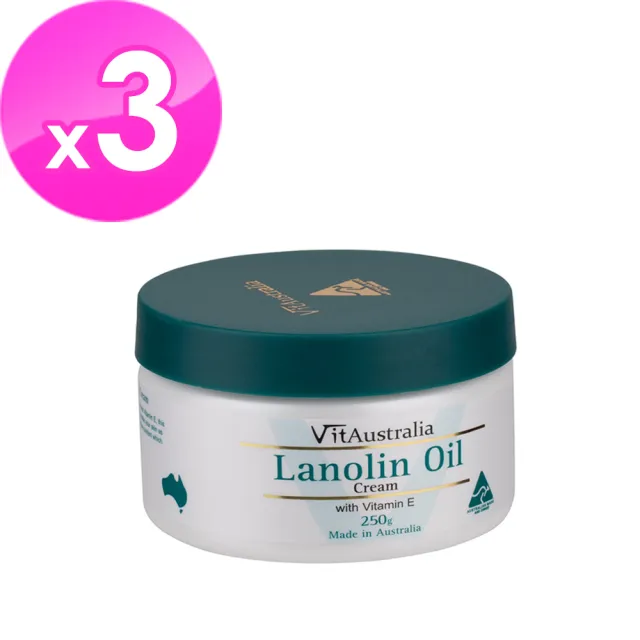 【Natures Care】VitAustralia 綿羊油滋潤霜含維他命E(3 入組 250g/罐)