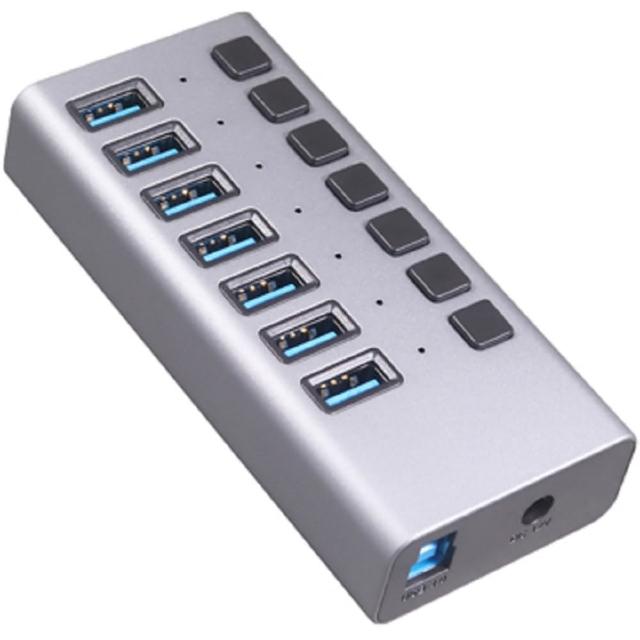 【伽利略】USB3.1 Gen1 7埠 HUB 鋁合金 獨立開關(PEC-HC707)