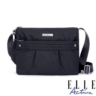 【ELLE active】知性優雅系列-多夾層側揹包-大/斜揹包-黑色