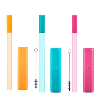 【韓國sillymann】100%鉑金矽膠攜帶型珍珠吸管套裝(2入)