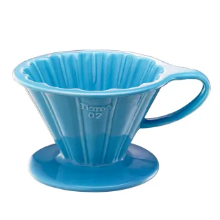 【Tiamo】V02花瓣形陶瓷咖啡濾杯組-粉藍色(HG5536BB)
