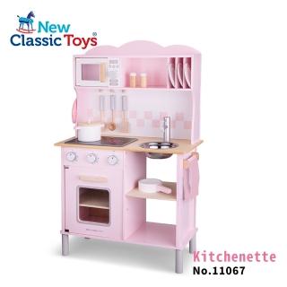 【New Classic Toys】聲光小主廚木製廚房玩具- 11067(櫻花粉-含配件12件)