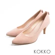 【KOKKO】幸福預兆蝴蝶結水鑽羊皮高跟鞋(柔美粉)