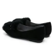 【GDC】低調奢華真皮絨毛水鑽平底包鞋-黑色(924784)