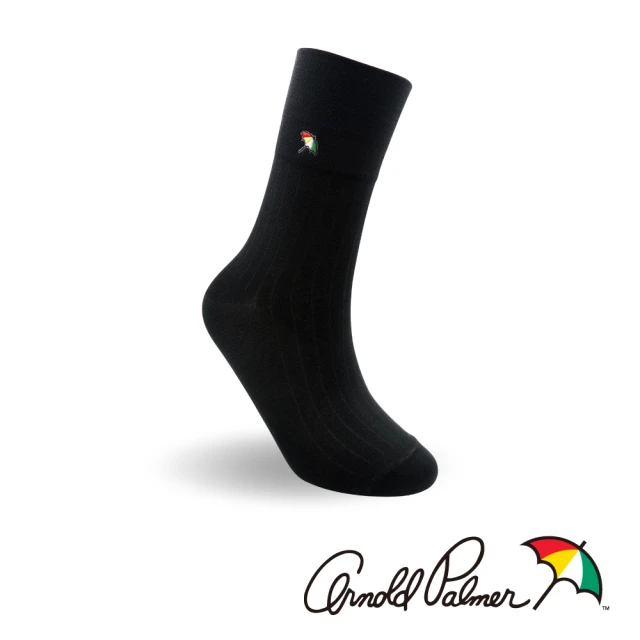 【Arnold Palmer】純色簡約寬口紳士襪-黑(紳士襪/男襪/長襪)