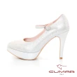 【CUMAR】優雅化身 水鑽復古法式瑪莉珍高跟鞋(銀色)