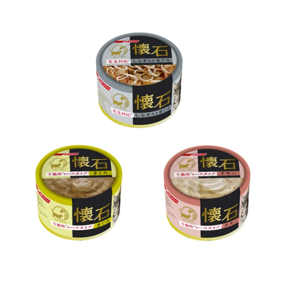 【日本PETLINE】懷石子貓肉泥/毛玉貓罐 80g*12罐組(貓罐 副食 全齡貓)