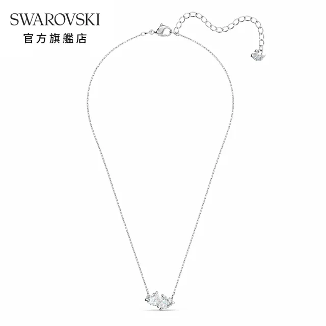 【SWAROVSKI 官方直營】Mesmera 項鏈 心形 白色 鍍白金色