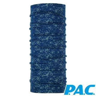 【ATUNAS 歐都納】美麗諾羊毛經典頭巾(PAC8850202花朵圖騰/藍/舒適/抗臭/抗UV/抗菌/抗臭/運動/單車/透氣)