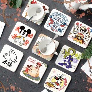 【收納王妃】迪士尼Disney 新春過年米奇米妮 珪藻土杯墊2入組 矽藻土 矽藻(10x10cm)