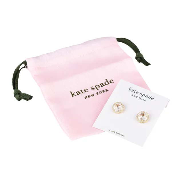 【KATE SPADE】kate spade Bright Idea圓形設計鑽鑲飾穿式耳環(金x白)