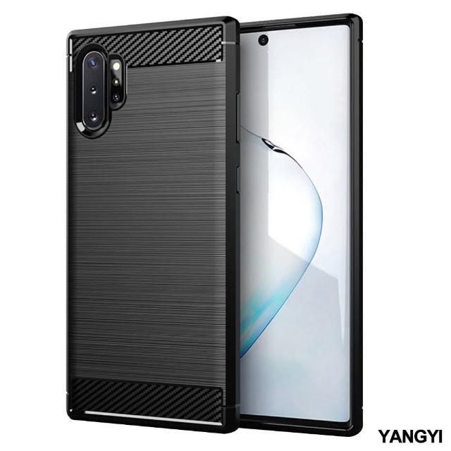 【YANG YI 揚邑】Samsung Galaxy Note 10+ 拉絲紋碳纖維軟殼散熱防震抗摔手機殼