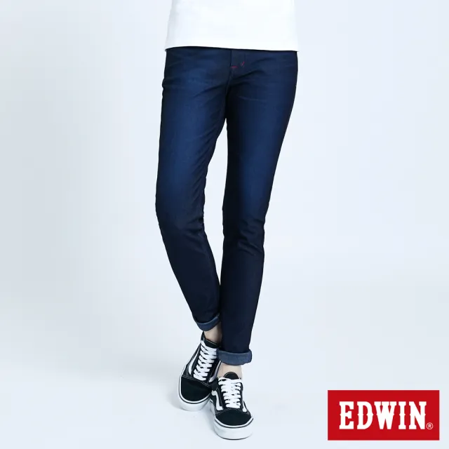 【EDWIN】女裝 JERSEYS EJ6超彈錐形迦績長褲(原藍色)