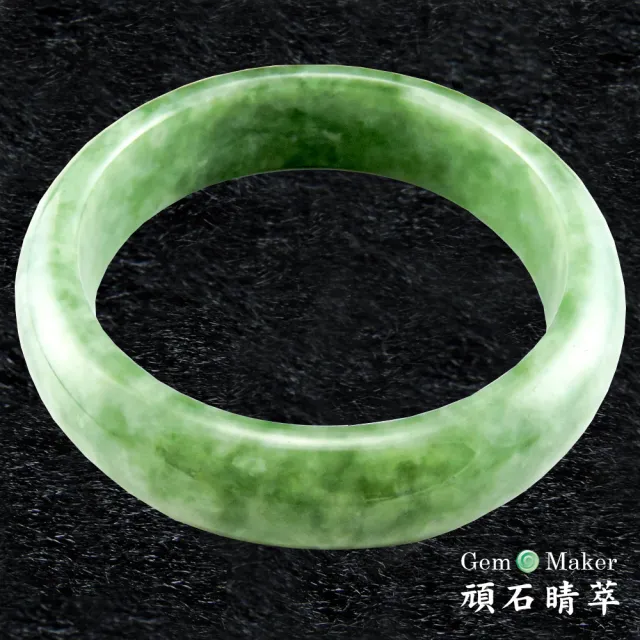 【GemMaker 頑石睛萃】豆種全青天然翡翠手鐲(17.2mm)