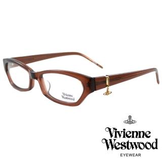 【Vivienne Westwood】經典狂潮土星LOGO吊飾光學眼鏡(透明咖啡 VW167 05)
