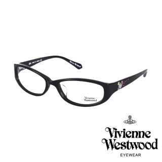 【Vivienne Westwood】施華洛世奇鑽土星點綴款光學眼鏡(黑 VW260 01)
