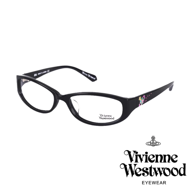 【Vivienne Westwood】施華洛世奇鑽土星點綴款光學眼鏡(黑 VW260_01)