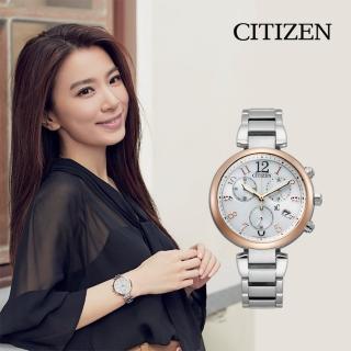 【CITIZEN 星辰】XC 光動能三眼計時女錶-玫瑰金/35mm 手錶 送禮 推薦(FB1454-52A)