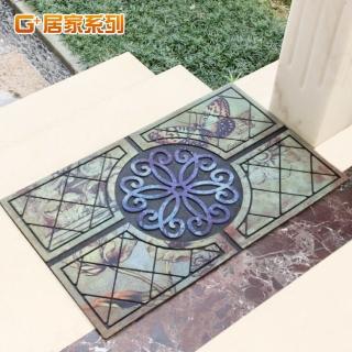 【G+ 居家】橡膠植絨戶外地墊-58x90cm 巴洛克(迎賓地墊/入門墊/刮沙地墊/玄關墊)