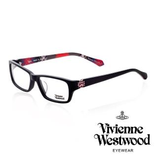 【Vivienne Westwood】十字土星環個性款光學眼鏡(黑/棕格紋 VW261 03)
