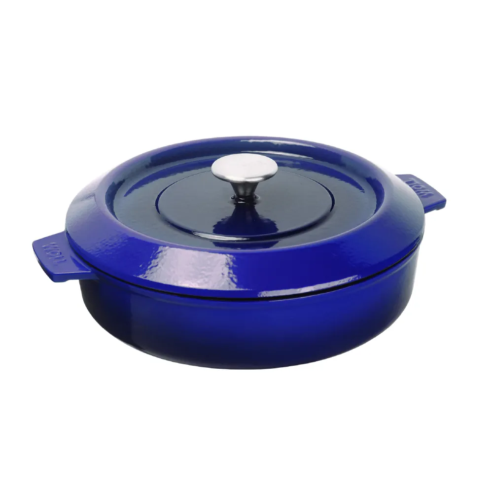 【Woll】德國歐爾-IRON 28cm淺型鑄鐵鍋(藍)