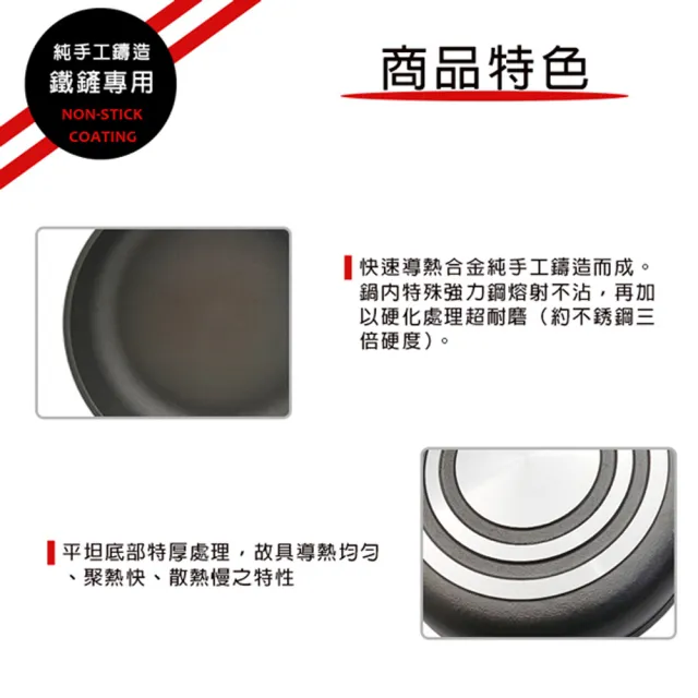 【EVERWARE】鐵鏟專用不沾平底鍋37cm(台灣製)