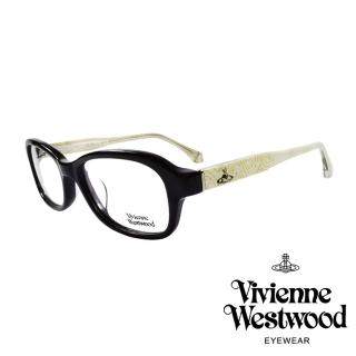 【Vivienne Westwood】線條壓紋立體土星光學眼鏡(黑/白 VW318 02)