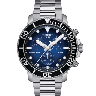 【TISSOT天梭 官方授權】Seastar海星300米潛水石英錶(T1204171104101)