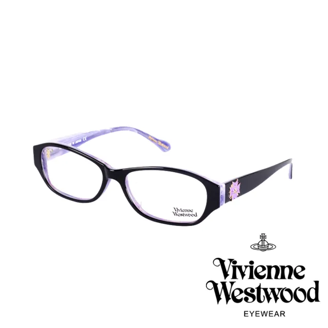 【Vivienne Westwood】龐克多邊形土星款光學鏡框(黑/紫 VW274_02)