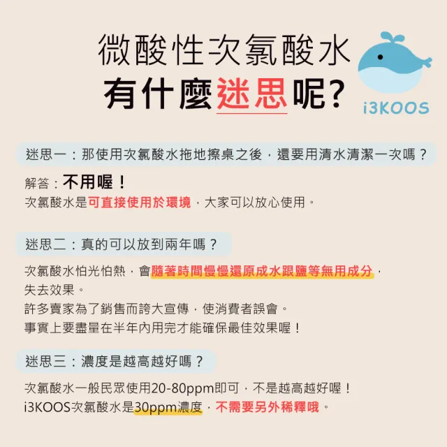 【i3KOOS】微酸性次氯酸水-超值補充瓶1瓶+噴霧家用瓶1瓶(次氯酸水 微酸性 銀髮 婦幼 身體 手部 環境皆可用)