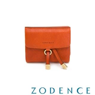 【ZODENCE 佐登司】HIM義大利植鞣革三折短夾(橘紅)