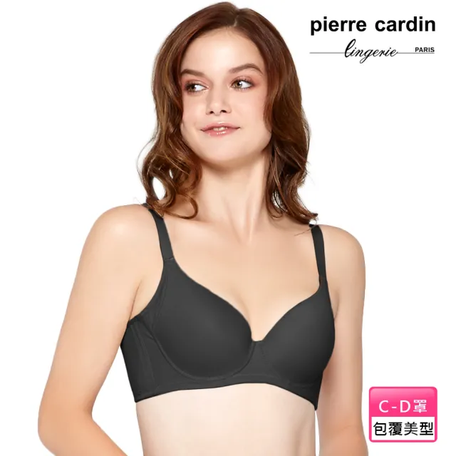 【pierre cardin 皮爾卡登女性內衣】任選_C/D罩 大罩杯完美包覆無痕內衣(單件-BLK黑)