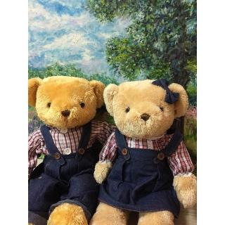 【TEDDY HOUSE 泰迪熊】泰迪熊玩偶公仔絨毛娃娃紅格牛仔泰迪熊對熊大