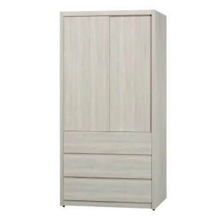 【MUNA 家居】莫托斯3.2X7尺鋼刷白色推門衣櫥/另有蘋果木色(衣櫃 收納 櫥櫃)