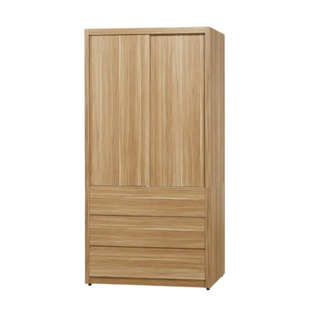 【MUNA 家居】莫托斯3.2X7尺鋼刷白色推門衣櫥/另有蘋果木色(衣櫃 收納 櫥櫃)