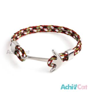 【AchiCat】編織鋼手鍊．船錨造型(白色情人節禮物)