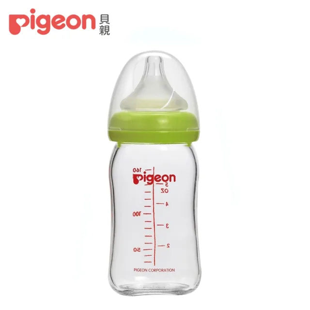 【Pigeon 貝親】寬口母乳實感玻璃奶瓶160ml(4色)