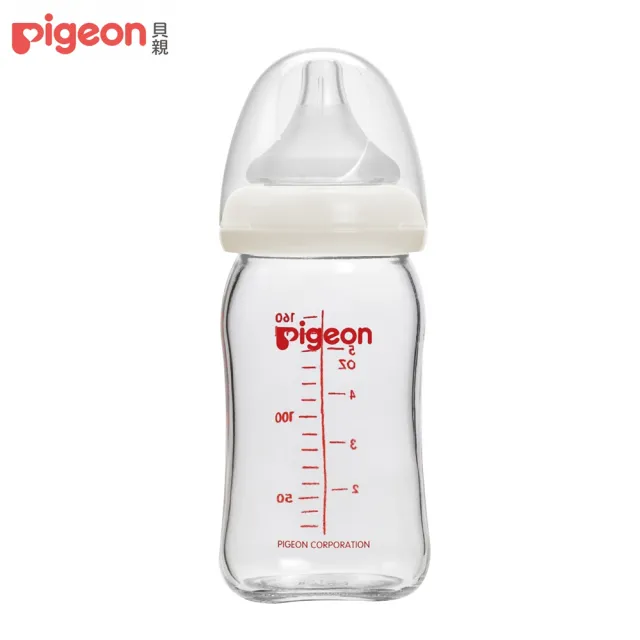 【Pigeon貝親 官方直營】寬口母乳實感玻璃奶瓶160ml(4色)