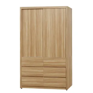 【MUNA 家居】莫托斯4尺鋼刷白色推門衣櫥/另有蘋果木色(衣櫃 收納 櫥櫃)