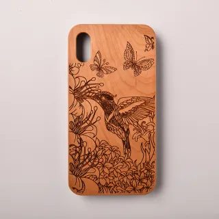 【Woodu】iPhone X/XS Max/XR 實木浮雕 蜂鳥信念 手機殼(耐摔 防震 緩衝 保護殼 木製硬殼)