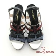 【CUMAR】鏤空鑽飾防水台高跟涼鞋(黑彩)