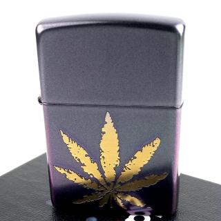 【zippo】美系~iridescent虹彩塗裝-大麻葉圖案打火機