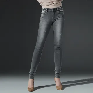 【BRAPPERS】女款 新美腳 ROYAL系列-中低腰彈性酷黑灰窄管褲(黑灰)