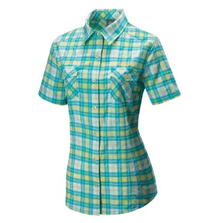 【Mountneer山林】女 彈性抗UV格子襯衫-湖水綠 31B02-70(防曬短袖/抗UV/戶外)