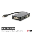 【ZIYA】Mac 視訊轉接線 Mini DisplayPort 轉 VGA HDMI DVI(多功能款 黑色)