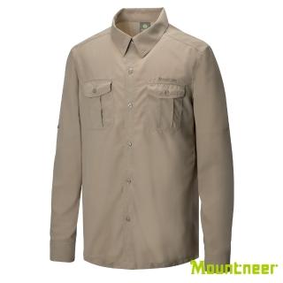 【Mountneer山林】男 透氣抗UV長袖襯衫-卡其 31B09-19(排汗襯衫/休閒襯衫)