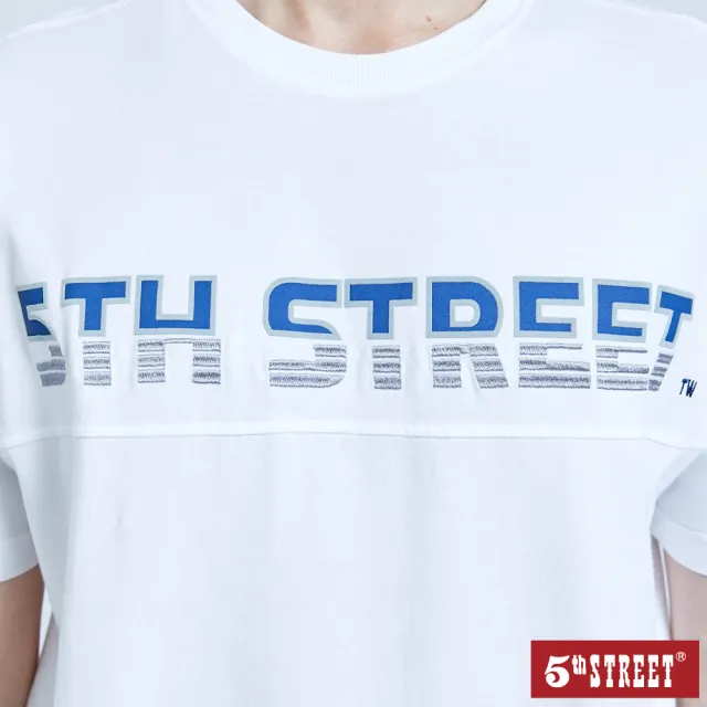 【5th STREET】男特殊剪裁短袖T恤-米白