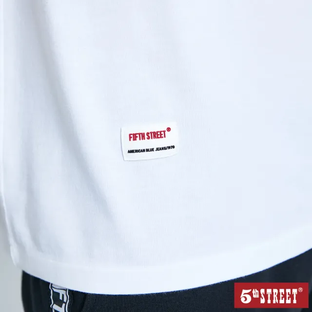 【5th STREET】男紅黑雙色短袖T恤-米白