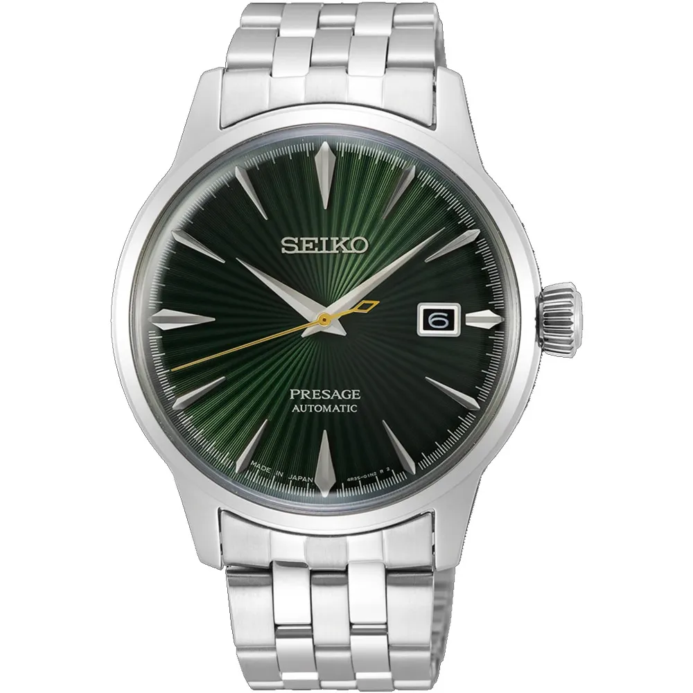 【SEIKO 精工】Presage Cocktail 調酒師機械錶 送6入手錶收藏盒(4R35-01T0L SRPE15J1)